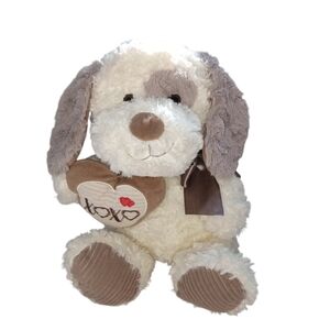 Walmart Way to Celebrate Valentines Day Tan Dog Stuffed Animal Plush 12 Inch